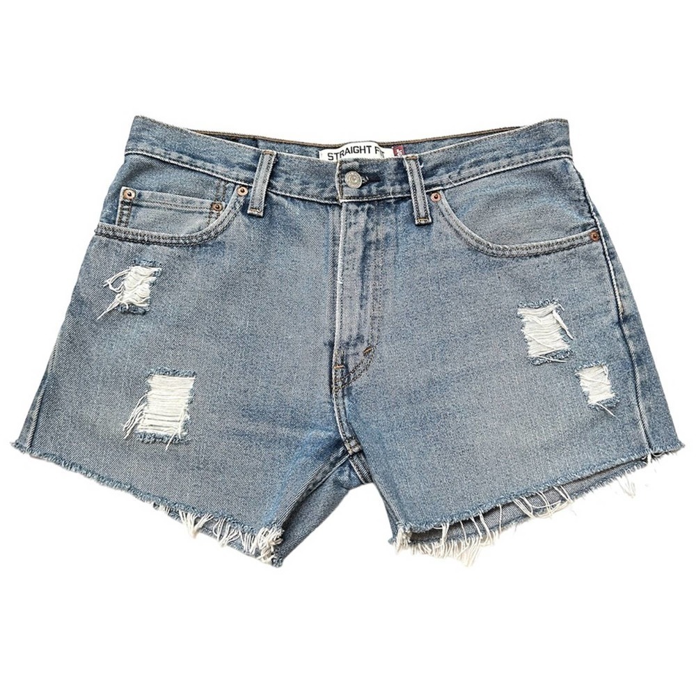 Levi’s Custom Distressed Cotton Cut Off Denim Jean Shorts, Size Medium